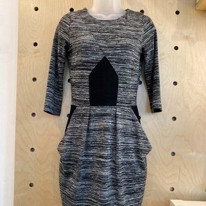 FRENCH CONNECTION Women's Grey Heathered Sheath Dress, Size 6